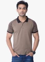 Cult Fiction Brown Solid Polo T-Shirt
