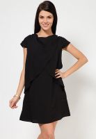 Elle Black Draped Dress With Contarsting Lining