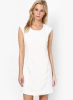 Elle White Colored Solid Shift Dress
