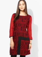Eternal Red Colored Embroidered Shift Dress