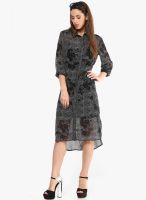 Femella Black Colored Printed Shift Dress