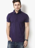 Gritstones Navy Blue Solid Polo T-Shirts