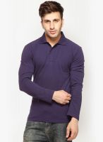 Gritstones Purple Solid Polo T-Shirts