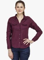 Hapuka Wine Embroidered Shirt