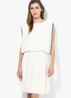 I AM FOR YOU Off White Colored Embellished Shift Dress