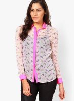 I Know Full Sleeve Pink Printed Shirt