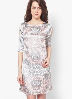 I Know Grey Colored Printed Shift Dress