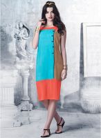 Inddus Orange Color Solid Shift Dress