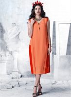 Inddus Orange Color Solid Shift Dress