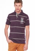 Jogur Purple Striped Polo T-Shirts