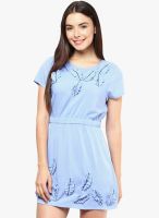 L'Elegantae Blue Solid Shift Dress