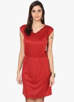 L'Elegantae Red Solid Shift Dress