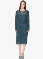 Label Ritu Kumar Blue Colored Printed Shift Dress