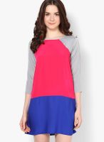 MB Grey Colored Solid Shift Dress