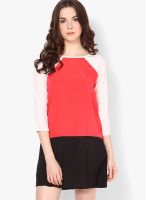 MB Red Colored Solid Shift Dress