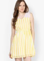 MB Yellow Colored Striped Shift Dress