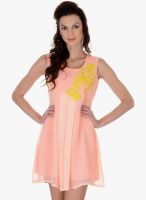 Mabish by Sonal Jain Peach Colored Embellished Shift Dress