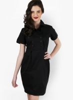 Magnetic Designs Black Colored Solid Shift Dress