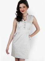 Magnetic Designs Cream Colored Solid Shift Dress