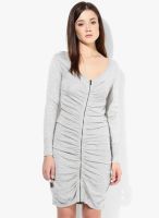 Morgan Grey Colored Solid Shift Dress