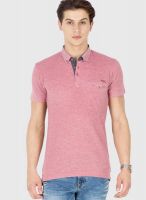 Mufti Pink Solid Polo T-Shirts