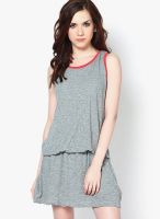 Only Grey Colored Solid Shift Dress