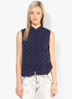 Only Navy Blue Printed Shirt