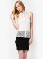 Only Pretty White Schiffly Lace Sleeveless Shirt