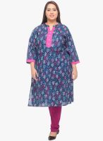 Pluss Printed Navy Blue Kurti