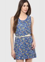 Riot Jeans Blue Colored Printed Shift Dress