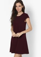 River Island Maroon Colored Solid Skater Dress