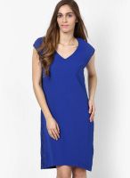 SISTER'S POINT Blue Colored Solid Shift Dress