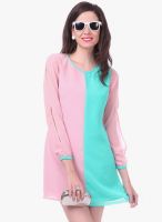 Sassafras Pink Colored Solid Shift Dress