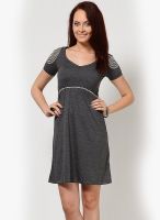 Silverswan Charcoal Grey Colored Embellished Shift Dress