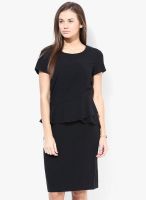 Sisley Black Colored Printed Shift Dress