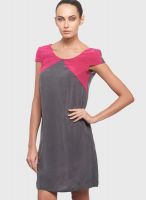 Sisley Grey Colored Solid Shift Dress