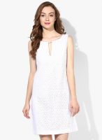 Sisley White Colored Printed Shift Dress