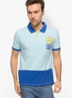 Slub Light Blue Solid Polo T-Shirts