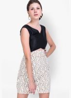 Sugar Her Beige Colored Embroidered Shift Dress