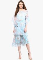 The Vanca Blue Colored Printed Shift Dress