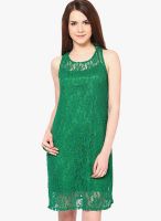 The Vanca Green Colored Embroidered Shift Dress