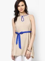 Tops And Tunics Beige Colored Solid Shift Dress