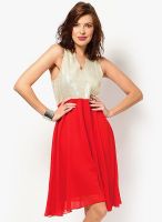 Tops And Tunics Red Colored Embellished Shift Dress