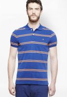United Colors of Benetton Blue Striped Polo T-Shirts