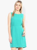 Van Heusen Green Colored Solid Shift Dress