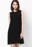 Wills Lifestyle Black Colored Solid Shift Dress