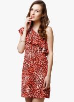Yepme Red Colored Printed Shift Dress