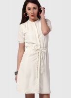 Yepme White Colored Solid Shift Dress