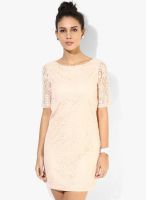 Zink London Pink Colored Solid Shift Dress