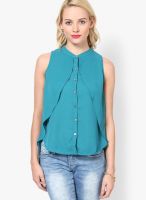 Zink London Teal Chinese Collar Double Layer Shirt